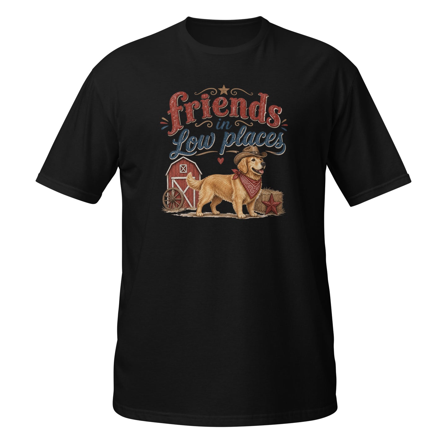 Golden Retriever design on Black Gildan 64000 t-shirt