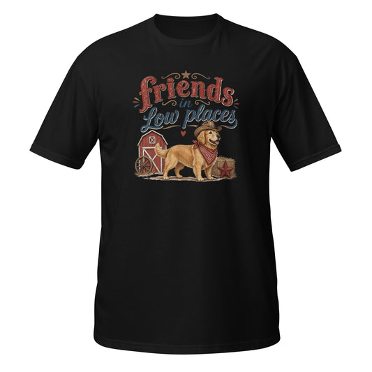 Golden Retriever design on Black Gildan 64000 t-shirt