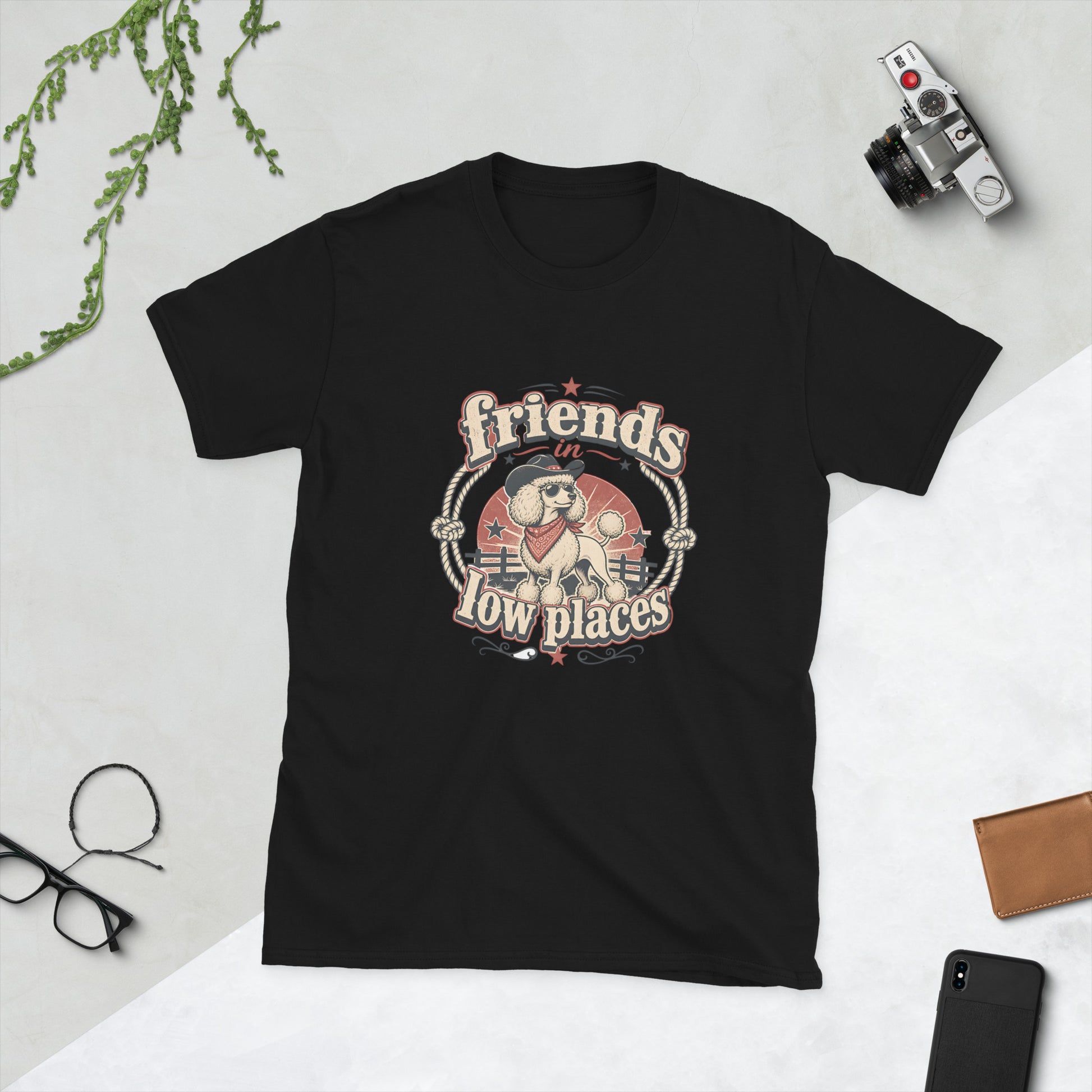 Poodle design on Black Gildan 64000 t-shirt