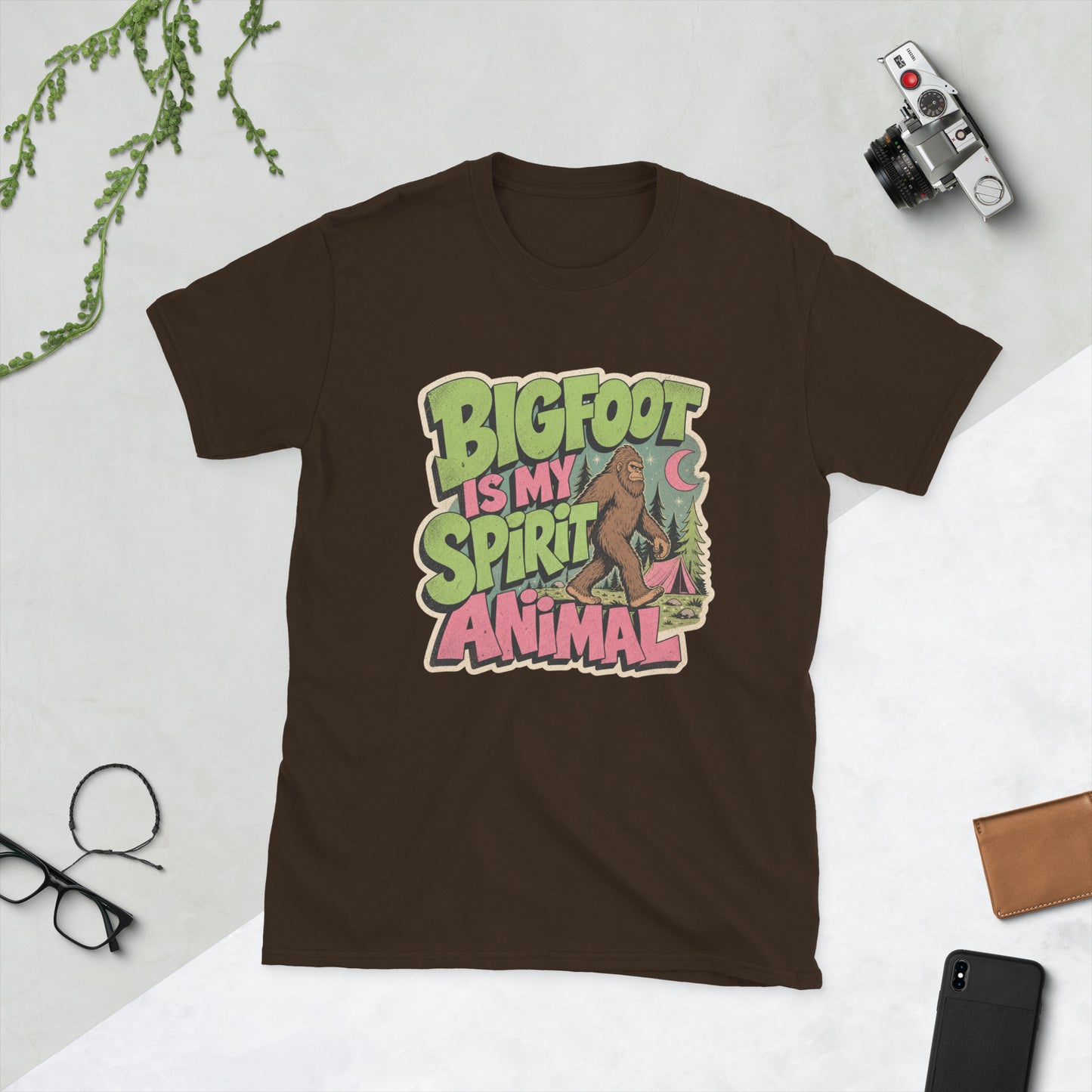 Bigfoot Spirit Animal T-Shirt AI art design on Black Gildan t-shirt - Front view