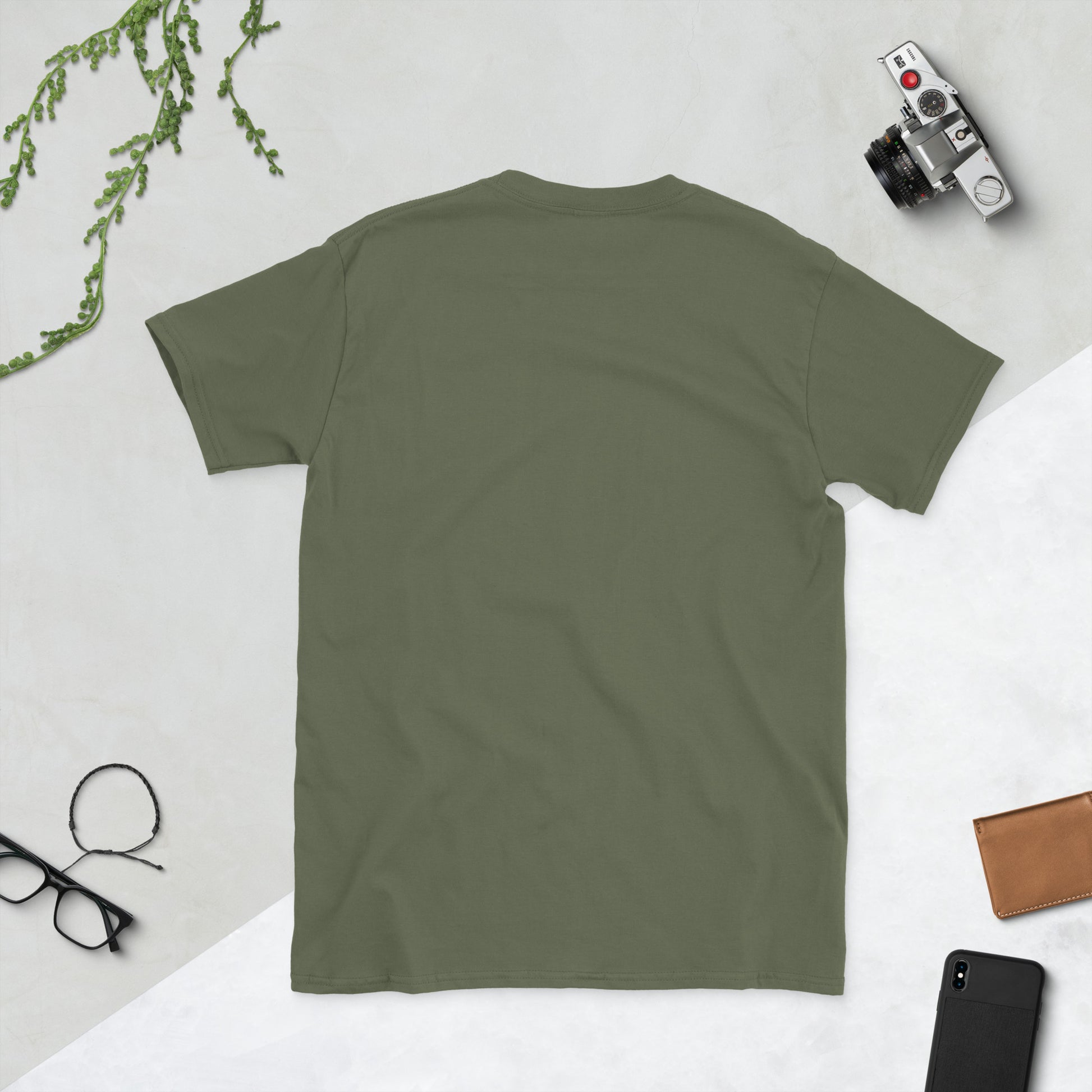 Hiking Retro Adventure T-Shirt AI art design on Black Gildan 64000 t-shirt - Back view