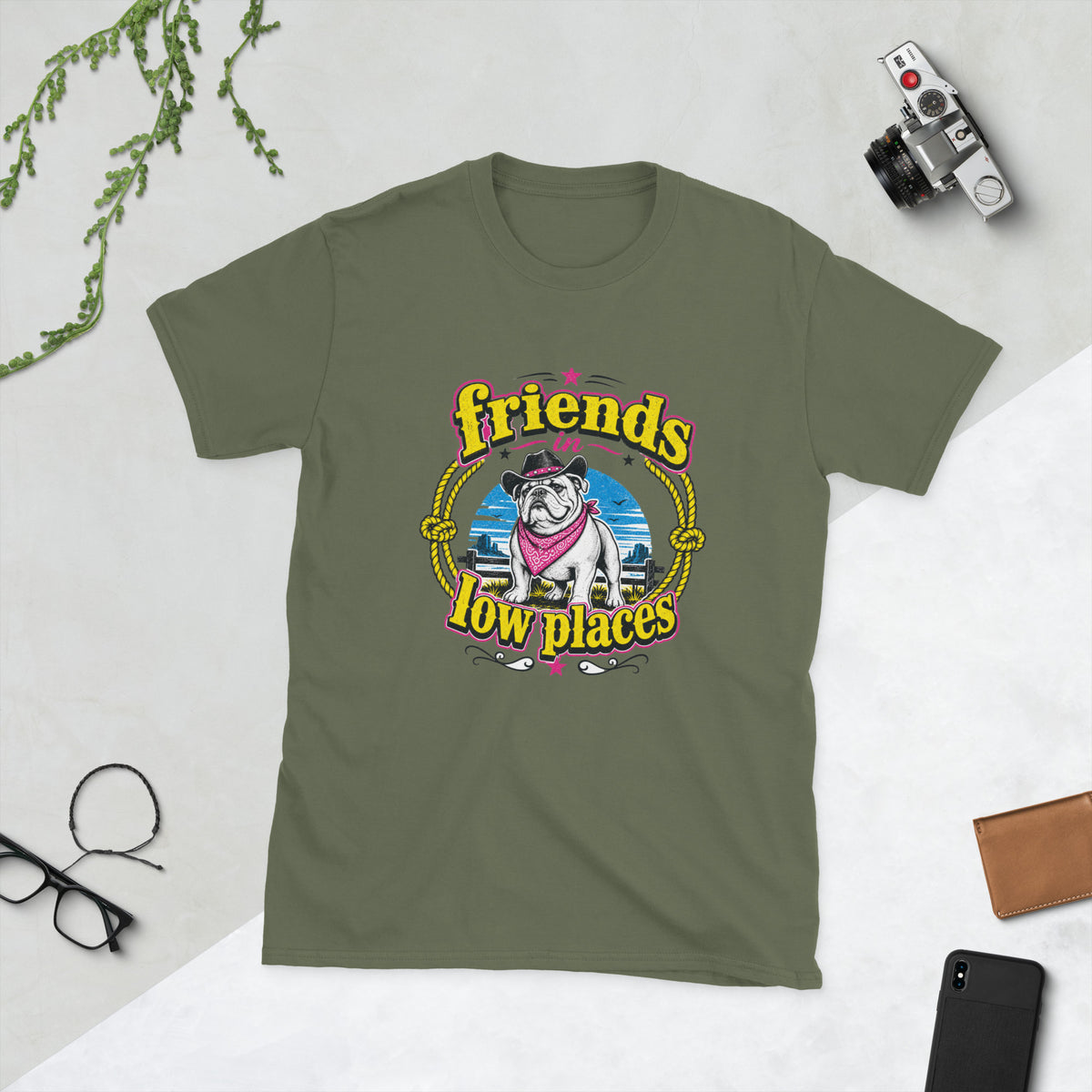 Bulldog Vintage AI art design on Black Gildan t-shirt - Front view