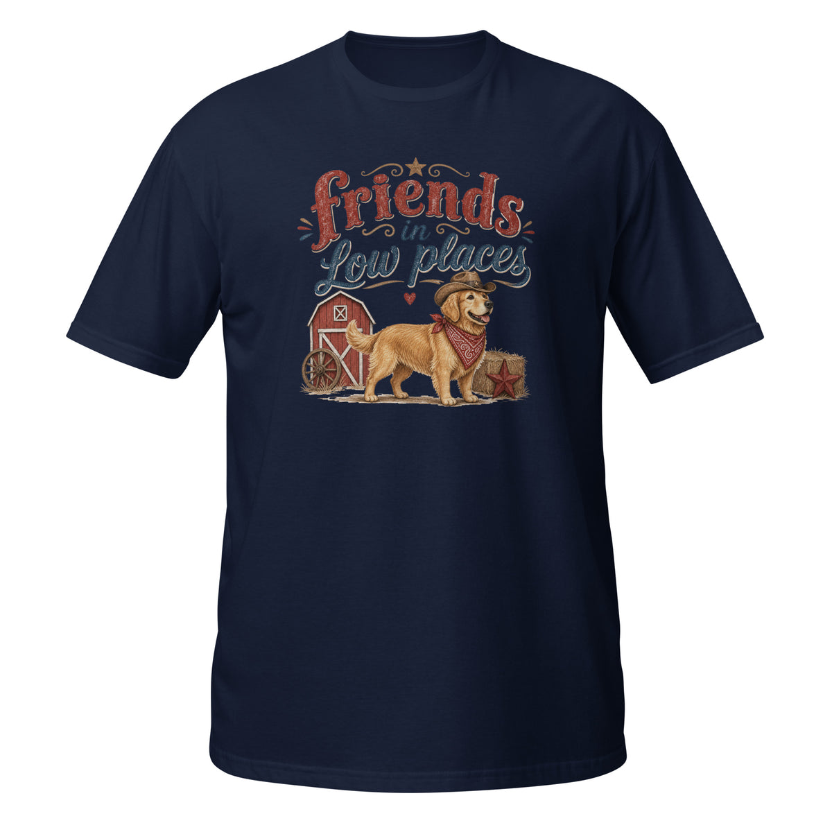 Golden Retriever design on Navy Gildan 64000 t-shirt