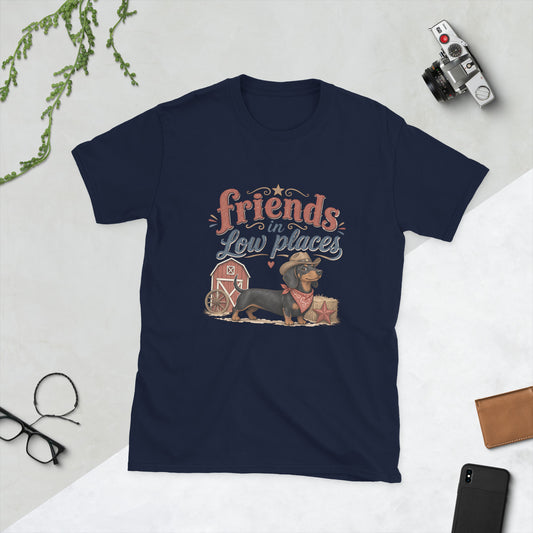 Dachshund design on Navy Gildan 64000 t-shirt