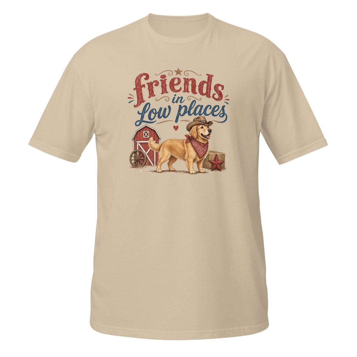 Golden Retriever design on Sand Gildan 64000 t-shirt