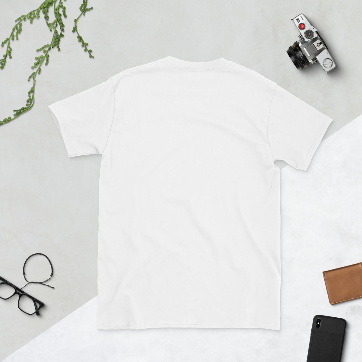 Bulldog Vintage AI art design on White Gildan t-shirt - Back view