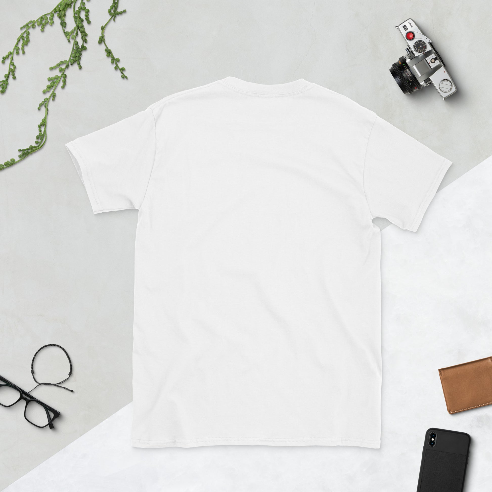 Bulldog Vintage AI art design on White Gildan t-shirt - Back view
