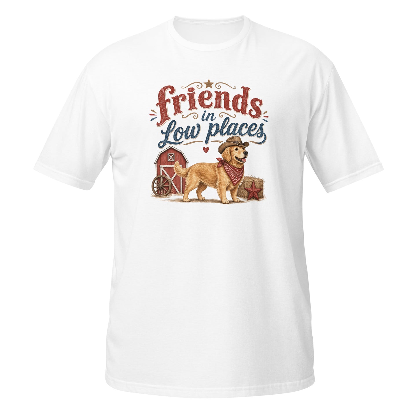 Golden Retriever design on White Gildan 64000 t-shirt