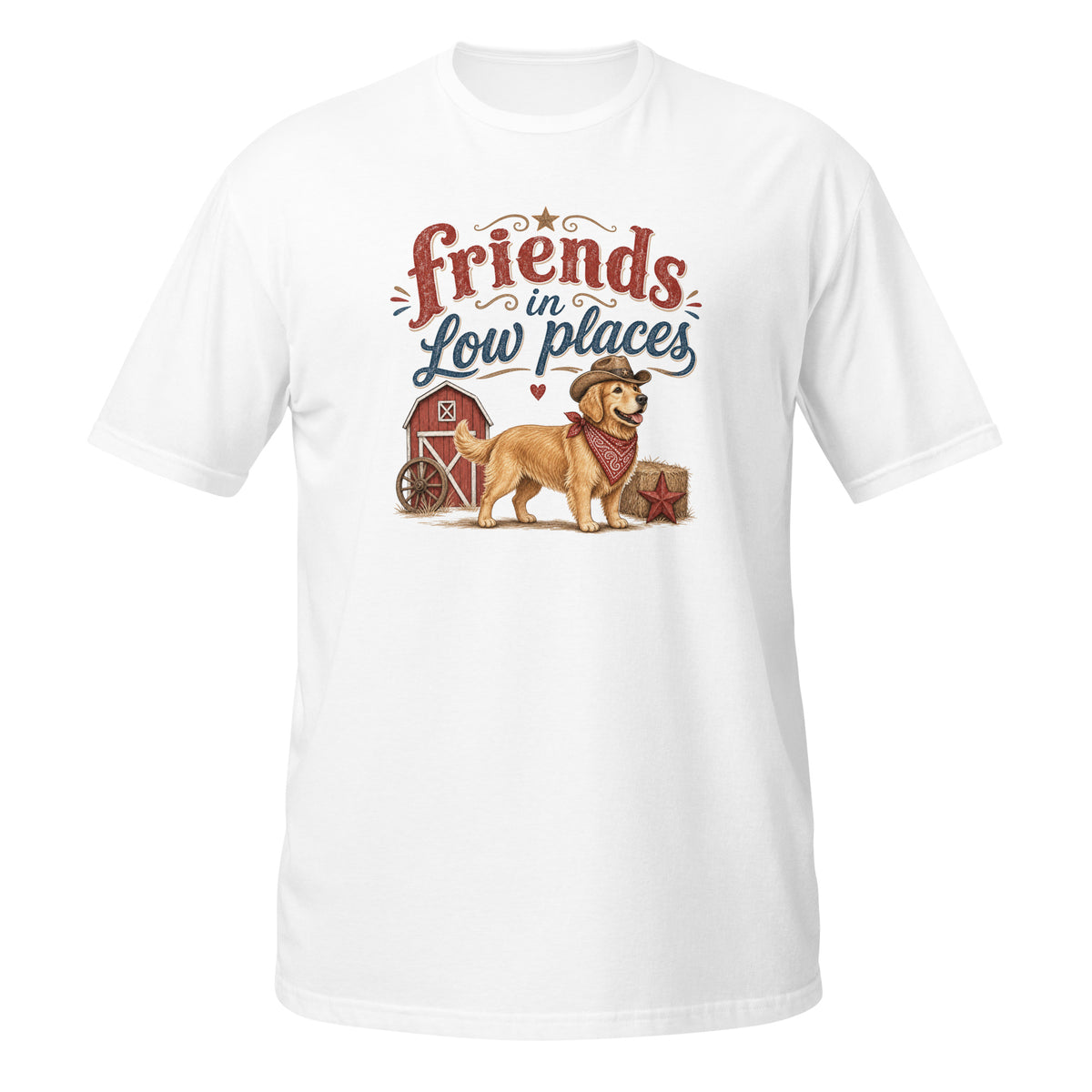 Golden Retriever design on White Gildan 64000 t-shirt