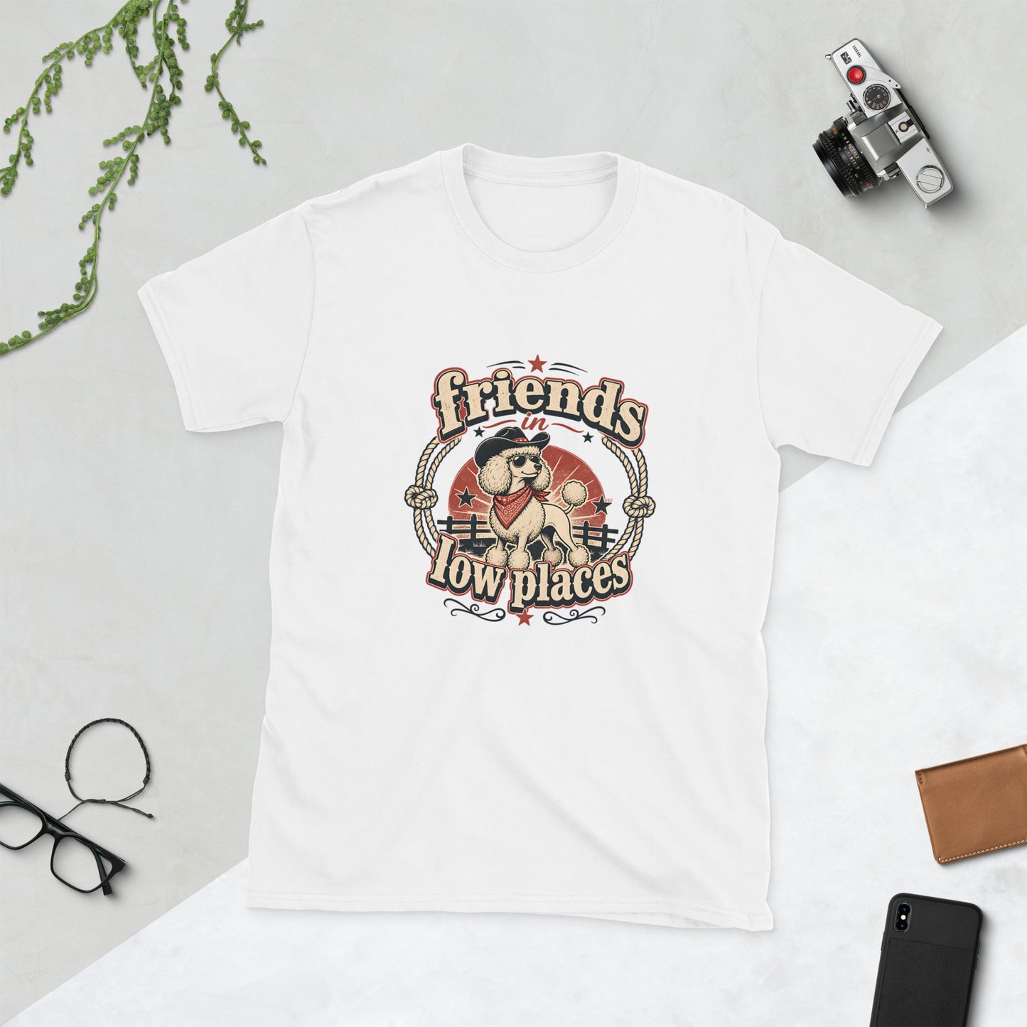 Poodle design on White Gildan 64000 t-shirt