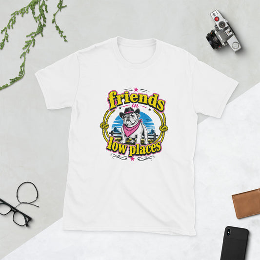 Bulldog Vintage AI art design on White Gildan t-shirt - Front view