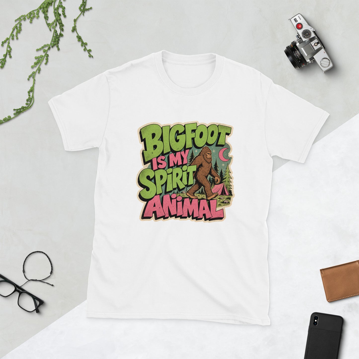 Bigfoot Spirit Animal T-Shirt AI art design on White Gildan t-shirt - Front view