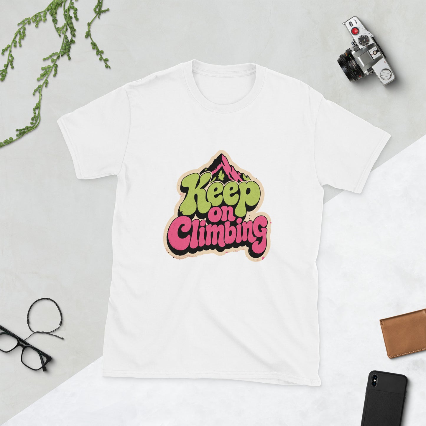 Keep On Climbing T-Shirt AI art design on White Gildan t-shirt - Front view