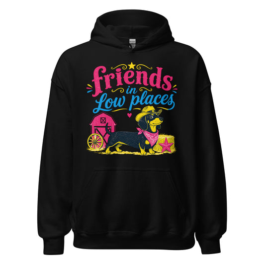 Dachshund AI art design on Black hoodie - Front view