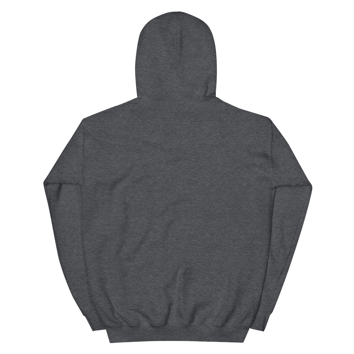 Big Foot Friends in Low Places AI art design on Dark Heather Gildan hoodie - Back view