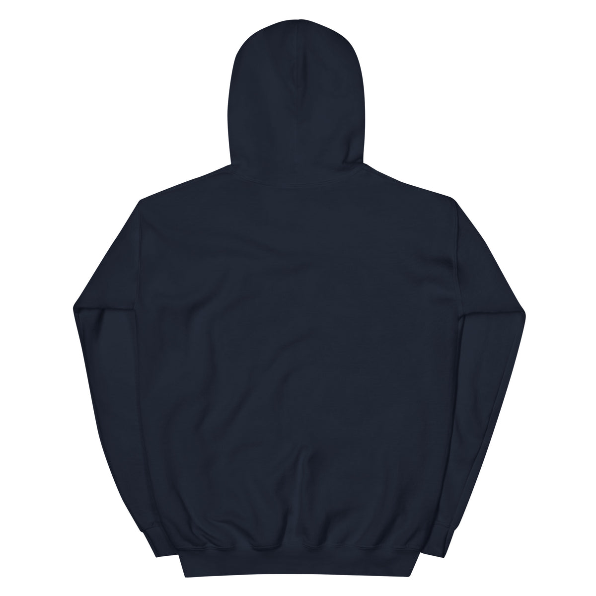 Big Foot Friends in Low Places AI art design on Navy Gildan hoodie - Back view