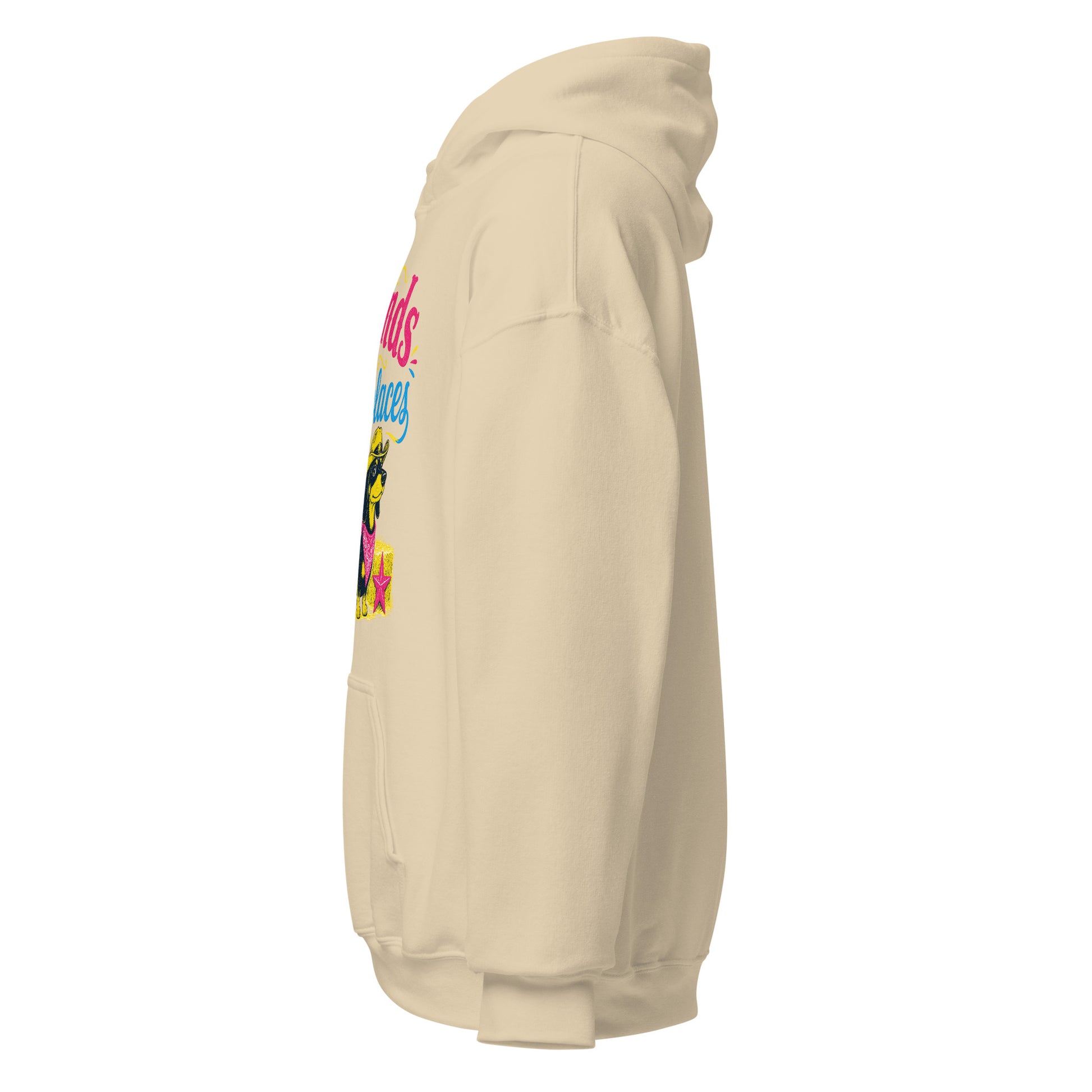 Dachshund AI art design on Sand hoodie - Front view
